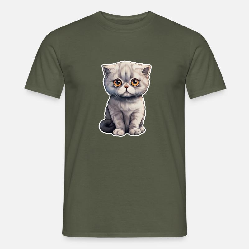 Scottish Fold Katze - Männer T-Shirt - Militärgrün