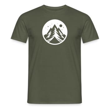 Montagnes, Montagnes, À L’extérieur, Nature, Étoiles - T-shirt homme - vert militaire - Devant - AI Model Male 178 light (178cm)
