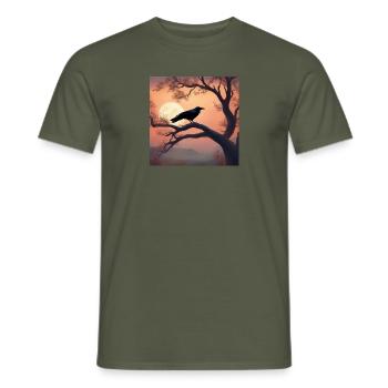 Krähe in der Nacht - Männer T-Shirt - Militärgrün - Vorne - AI Model Male 178 light (178cm)