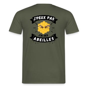 J'peux pas, j'ai des abeilles - T-shirt homme - vert militaire - Dos - AI Model Male 178 light (178cm)