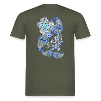 Mandala henna geometrisch blau weiss - Männer T-Shirt - Militärgrün - Hinten - AI Model Male 178 light (178cm)