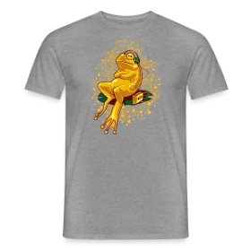 Maquette de T-shirt homme « Grenouille Relax : Mode Cassette » à imprimer et personnaliser