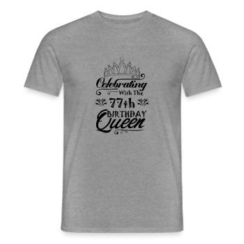 Celebrating With The 77th Birthday Queen - Men's T-Shirt - graphite heather - Front - AI Model Male 178 light (178cm)