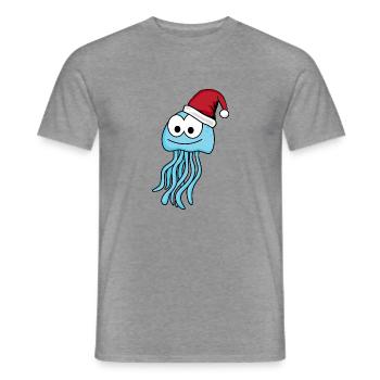 Jellyfish Comic Christmas - Men's T-Shirt - graphite heather - Front - AI Model Male 178 light (178cm)