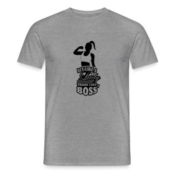 train_like_a_boss_001 - Men's T-Shirt - graphite heather - Front - AI Model Male 178 light (178cm)