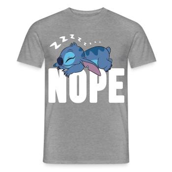 Lilo & Stitch Schlafender Stitch & Schriftzug Nope - Männer T-Shirt - Graphit meliert - Vorne - AI Model Male 178 light (178cm)