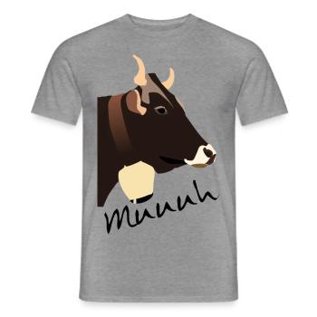 Impression de vache, illustration de vaches, cloche, cornes - T-shirt homme - graphite chiné - Devant - AI Model Male 178 light (178cm)