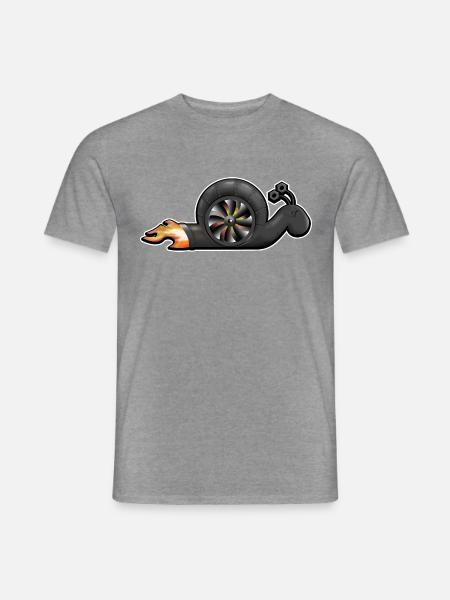 Schnecke mit Turbo Motor und Feuer - Männer T-Shirt - Graphit meliert