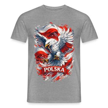 Dynamischer polnischer Adler – Stolz & Ehre - Männer T-Shirt - Graphit meliert - Vorne - AI Model Male 178 light (178cm)