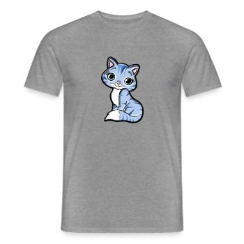 Kätzchen Katze Cartoon Motiv Katzendame Geschenk - Männer T-Shirt - Graphit meliert - Vorne - AI Model Male 178 light (178cm)