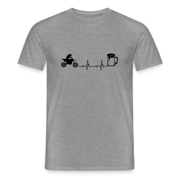 Heartbeat Beer and Motorcycle - (MOTORCYCLE) (2) - Men's T-Shirt - graphite heather - Front - AI Model Male 178 light (178cm)