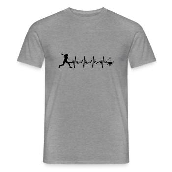 Heartbeat Kaffee und Tennis - - Männer T-Shirt - Graphit meliert - Vorne - AI Model Male 178 light (178cm)