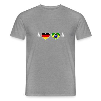 Herzschlag Deutschland Brasilien - Männer T-Shirt - Graphit meliert - Vorne - AI Model Male 178 light (178cm)