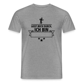 Lasst mich durch, ich bin (dein Text, dein Beruf) - Männer T-Shirt - Graphit meliert - Vorne - AI Model Male 178 light (178cm)