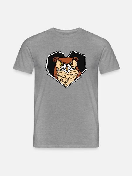 Eule Riss zerissenes Loch Herz Eulengesicht - Männer T-Shirt - Graphit meliert