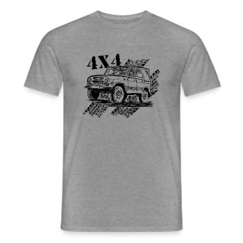 4x4 UAZ 469 Niva Offroad Fahrzeug Geländewagen - Männer T-Shirt - Graphit meliert - Vorne - AI Model Male 178 light (178cm)