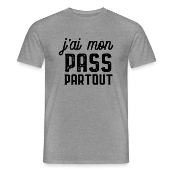Pas besoin du pass sanitaire pass partout - T-shirt homme - graphite chiné - Devant - AI Model Male 178 light (178cm)