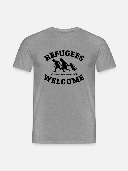 refugees welcome original - Männer T-Shirt - Graphit meliert