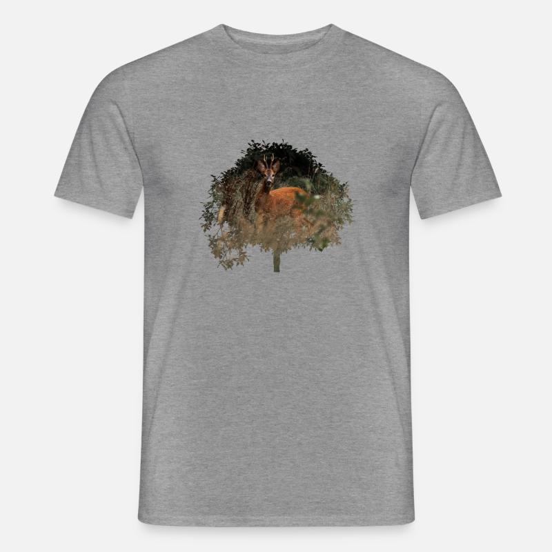 wunderschöner Rehbock im Wald - Männer T-Shirt - Graphit meliert
