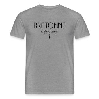 Bretonne à Plein Temps - T-shirt homme - graphite chiné - Devant - AI Model Male 178 light (178cm)