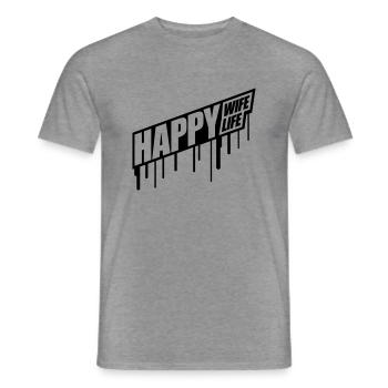 graffiti gouttes happy wife life femme gluecklic - T-shirt homme - graphite chiné - Devant - AI Model Male 178 light (178cm)