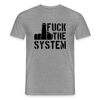 middle finger cool text rebellious fuck the system - Men's T-Shirt - graphite heather - Front - AI Model Male 178 light (178cm)