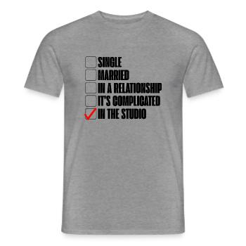 Single, Married, In A Relationship, In The Studio - Men's T-Shirt - graphite heather - Front - AI Model Male 178 light (178cm)