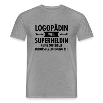 Logopädin - Superheldin - Männer T-Shirt - Graphit meliert - Vorne - AI Model Male 178 light (178cm)