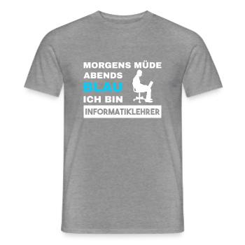 Morgens Müde Abends Blau Informatiklehrer - Männer T-Shirt - Graphit meliert - Vorne - AI Model Male 178 light (178cm)