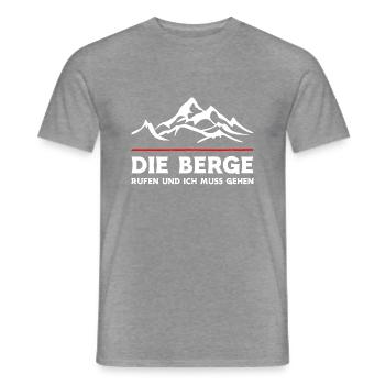 Die Berge rufen und ich muss gehen. Wandern Design - Männer T-Shirt - Graphit meliert - Vorne - AI Model Male 178 light (178cm)