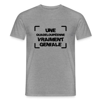 Guadeloupe / Gwadloup / Guadeloupéen / 971 - T-shirt homme - graphite chiné - Devant - AI Model Male 178 light (178cm)