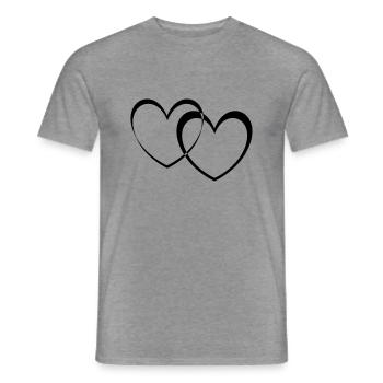 Double cœur - T-shirt homme - graphite chiné - Devant - AI Model Male 178 light (178cm)