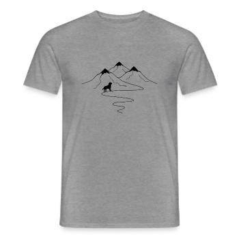Mountain Trail Curves et Chien - (3) - T-shirt homme - graphite chiné - Devant - AI Model Male 178 light (178cm)