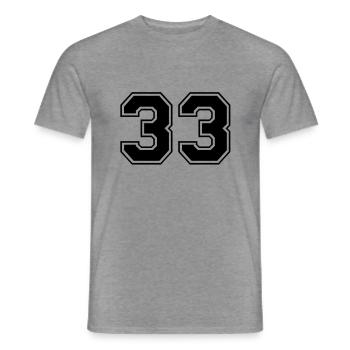 33 - Männer T-Shirt - Graphit meliert - Vorne - AI Model Male 178 light (178cm)
