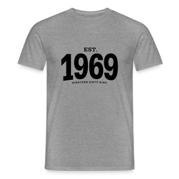 HNE. 1969 Nineteen Sixty Nine - T-shirt homme - graphite chiné - Devant - AI Model Male 178 light (178cm)