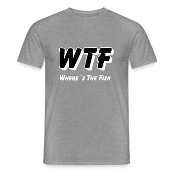 WTF - Where ́sThe Fish - Men's T-Shirt - graphite heather - Front - AI Model Male 178 light (178cm)