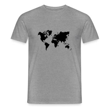 Carte du monde - T-shirt homme - graphite chiné - Devant - AI Model Male 178 light (178cm)
