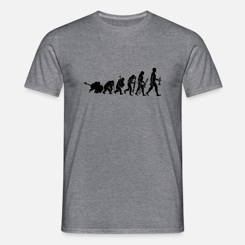 Evolution mit Musik - Männer T-Shirt - Graphit meliert