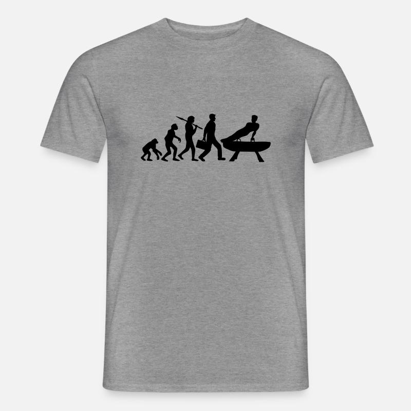 evolution gymnastik silhouette mann auf pauschenpf - Männer T-Shirt - Graphit meliert