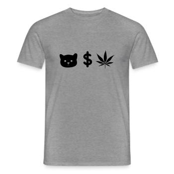 CHAT ARGENT MAUVAISES HERBES - T-shirt homme - graphite chiné - Devant - AI Model Male 178 light (178cm)