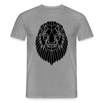 Edgy Geometric safari Lion Print by Stencilize - Men's T-Shirt - graphite heather - Front - AI Model Male 178 light (178cm)
