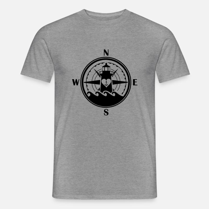 leuchtturm_kompass_01 - Männer T-Shirt - Graphit meliert