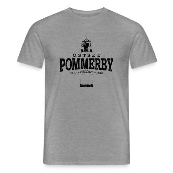 Pommerby Ostsee (schwarz oldstyle) - Männer T-Shirt - Graphit meliert - Vorne - AI Model Male 178 light (178cm)