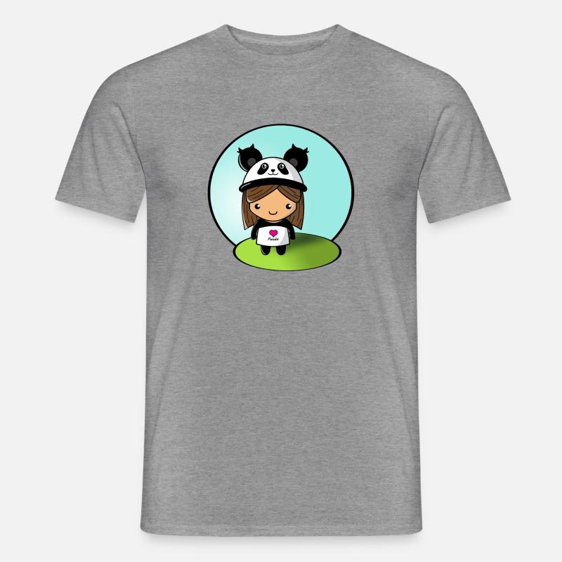 Panda-Mädchen! - Männer T-Shirt - Graphit meliert
