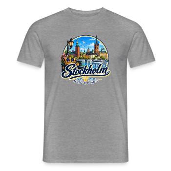 Stockholm - Sverige - Sweden - Schweden schwedisch - Männer T-Shirt - Graphit meliert - Vorne - AI Model Male 178 light (178cm)