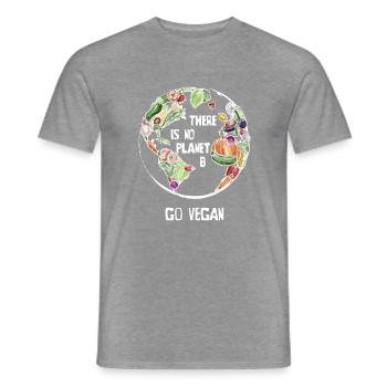 There Is No Planet B, Go Vegan! - Männer T-Shirt - Graphit meliert - Vorne - AI Model Male 178 light (178cm)