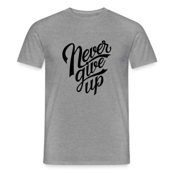 never give up - Men's T-Shirt - graphite heather - Front - AI Model Male 178 light (178cm)