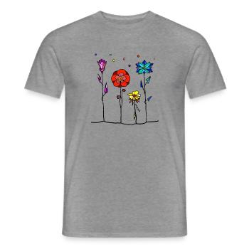 Fleurs - T-shirt homme - graphite chiné - Devant - AI Model Male 178 light (178cm)