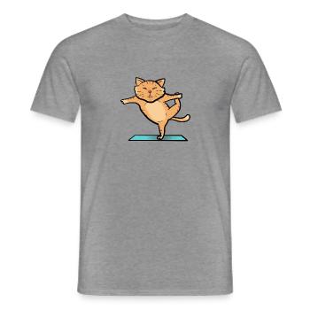 Chat en train de faire du sport - T-shirt homme - graphite chiné - Devant - AI Model Male 178 light (178cm)