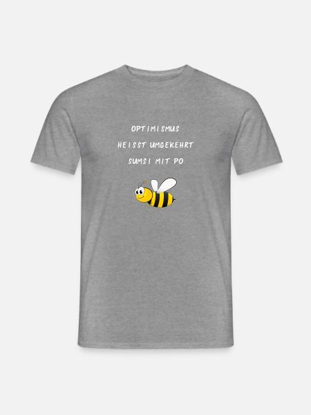 Sumsi mit Po Gelbe Biene weisse Schrift - Männer T-Shirt - Graphit meliert